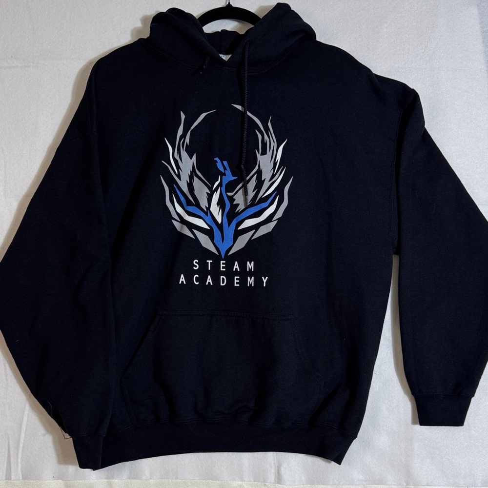 Glidan Men's Steam Academy Black Hoodie Size XL unique design Gamer,Streetwear